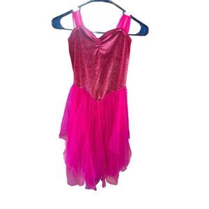 Curtain call Childs large costume pink fairy ballerina dance recital jazz tap